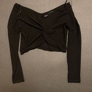 SHEIN Black Twist Front Crop Top